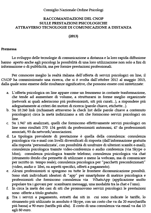 Consiglio Nazionale Ordine Psicologi (2013)