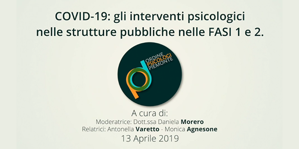 Webinar realizzato dall'Ordine degli Psicologi del Piemonte, nell'ambito del ciclo 