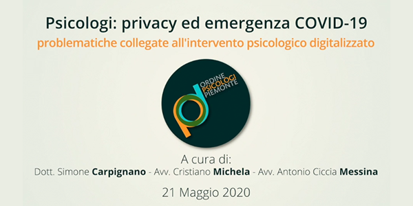 Webinar realizzato dall'Ordine degli Psicologi del Piemonte, nell'ambito del ciclo 