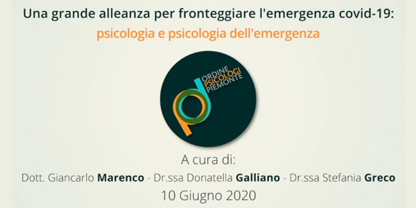 Webinar realizzato dall'Ordine degli Psicologi del Piemonte, nell'ambito del ciclo 