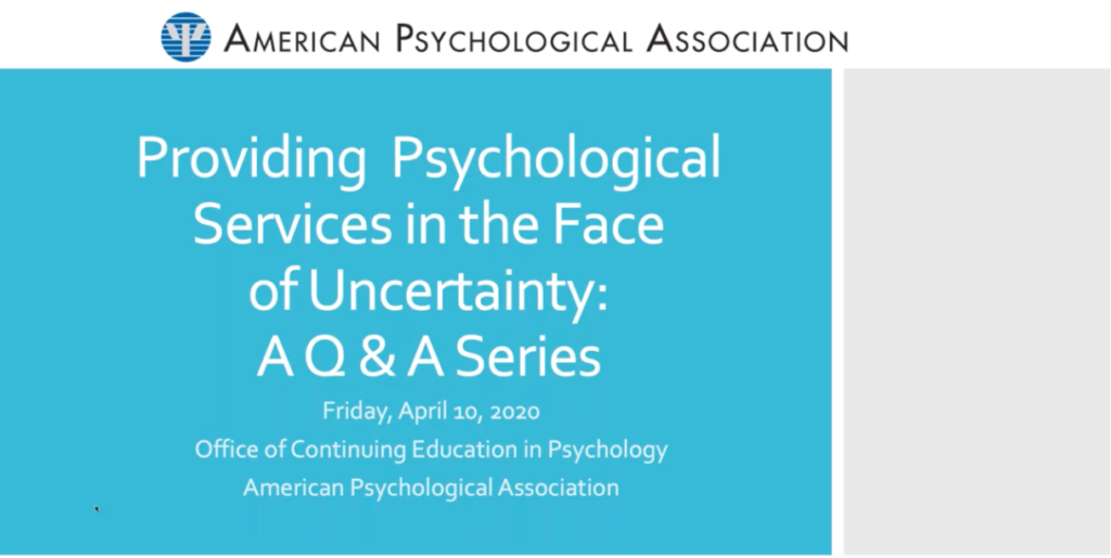 Webinar realizzato dalla American Psychological Association