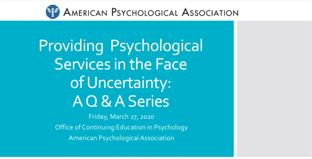 Webinar realizzato dalla American Psychological Association